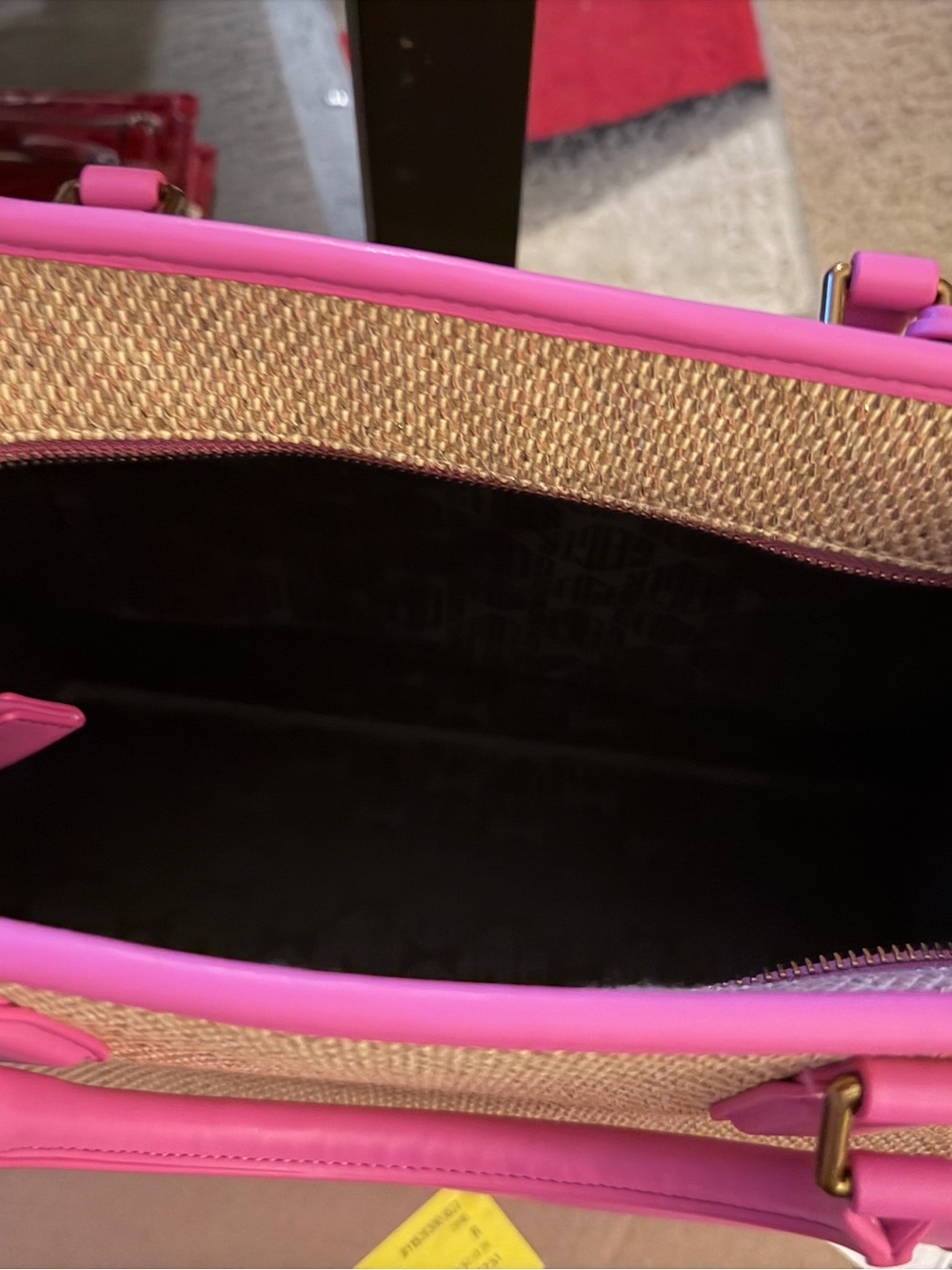 Pink Straw-Trim Tote - Picture 4 of 15